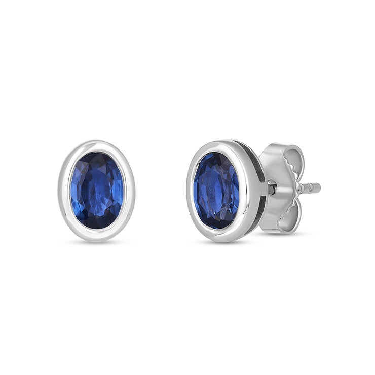 Aretes de Zafiro, Oro Blanco 14K — Imagen 1 de 4