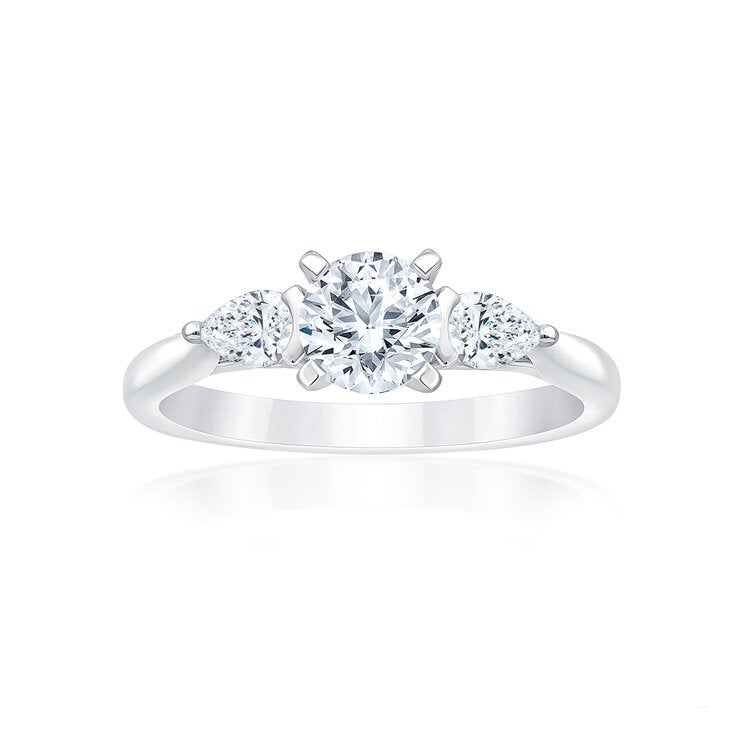 Anillo de Compromiso, 0.98 ctw Diamantes, Oro Blanco de 14K — Imagen 1 de 4