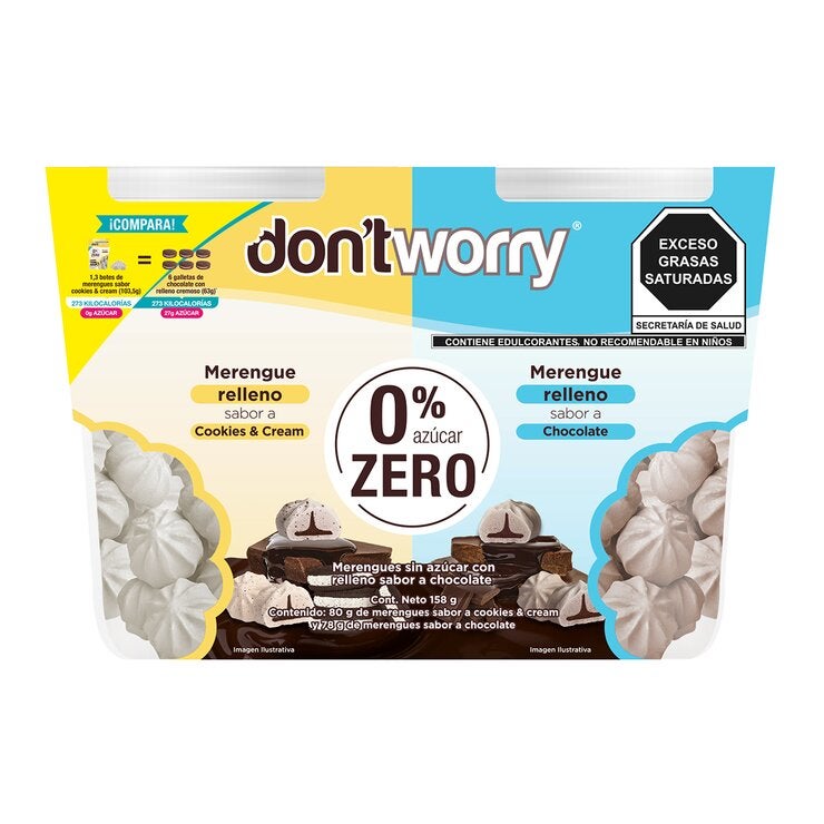 Don't Worry Merengues Chocolate y Cookies & Cream 2 pzas — Imagen 1 de 4