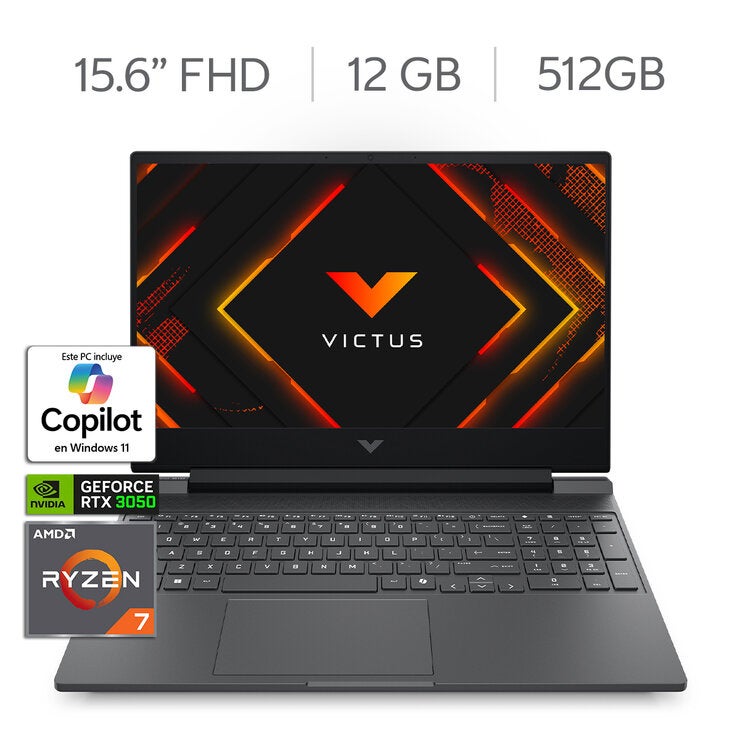 HP Victus 15-fb3031la Laptop Gaming 15.6" FHD NVIDIA GeForce RTX 3050 AMD Ryzen 7 7445H 12GB 512GB SSD — Imagen 1 de 4