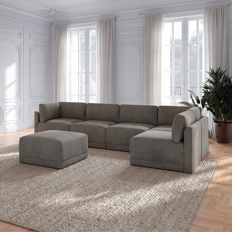 Thomasville, Fallon, Seccional Modular de Tela de 6 piezas con Otomano — Imagen 1 de 4