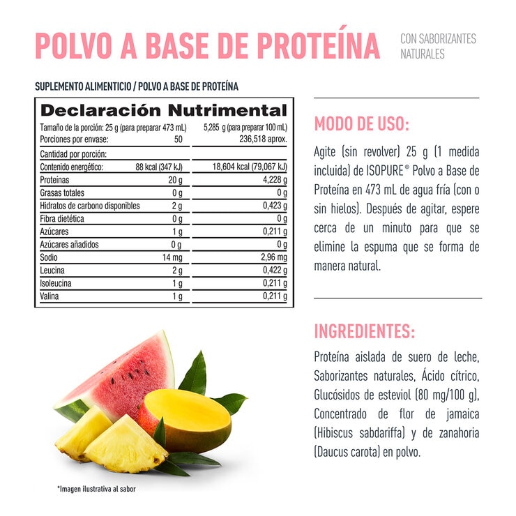 Isopure Proteína en Polvo Sabor Ponche de Frutas Tropicales 1.25 kg — Imagen 3 de 4