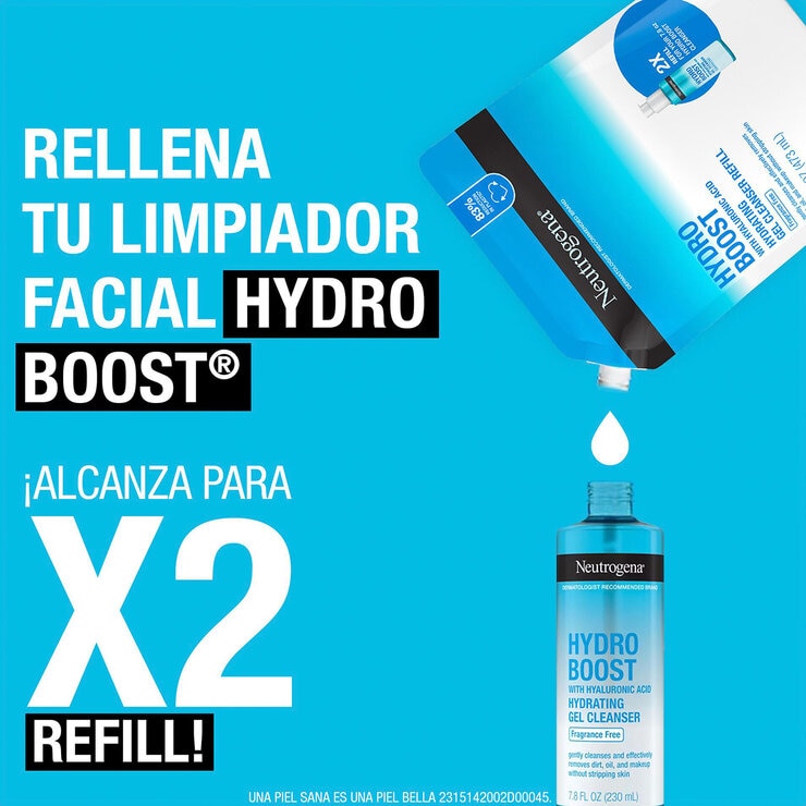 Neutrogena Gel Limpiador Facial Hydro Boost 230 ml + Refill de 473 ml — Imagen 3 de 4