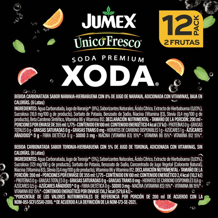 Único Fresco Xoda Bebida Carbonatada 12 pzas de 355 ml — Imagen 2 de 3