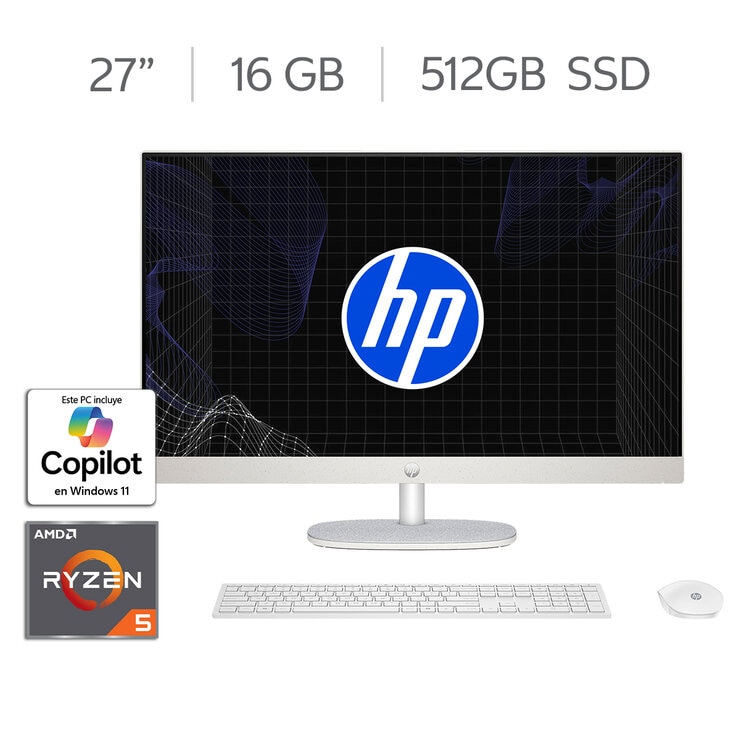 HP All-in-One 27-cr0253la 27" Full HD AMD Ryzen 5 16GB 512GB SSD