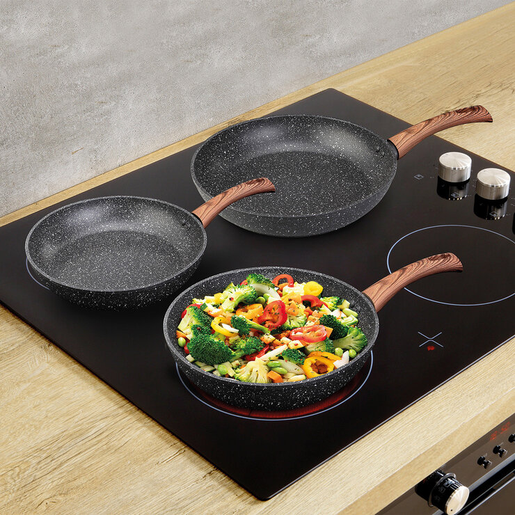 Westinghouse, Batería de Cocina, Marmol Negro, Mango de Madera, 3 piezas — Imagen 4 de 4