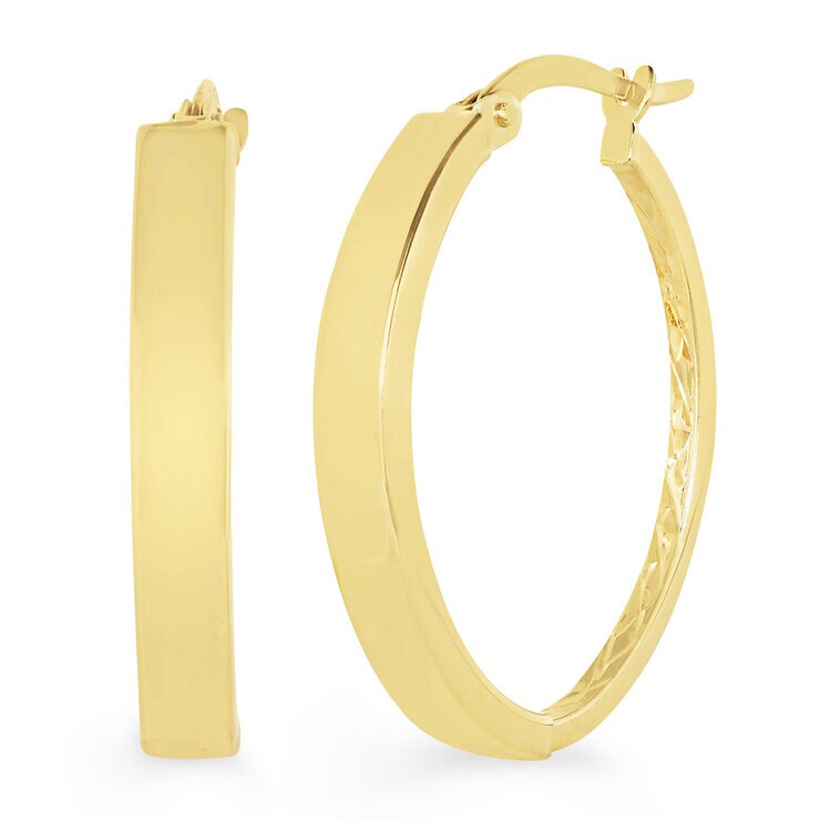 Aretes, Arracadas Ovalados, Oro Amarillo 14K