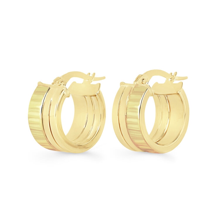 Aretes, Triple Fila, Oro Amarillo 14K — Imagen 2 de 4
