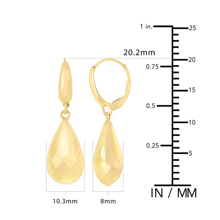 Aretes de Gota de Agua, Oro Amarillo 14K — Imagen 4 de 4