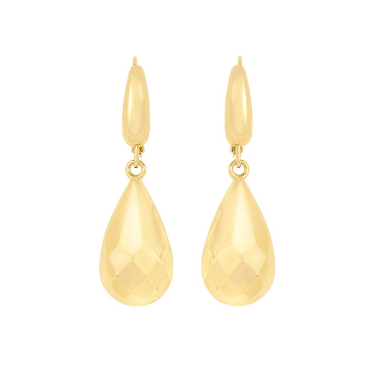 Aretes de Gota de Agua, Oro Amarillo 14K