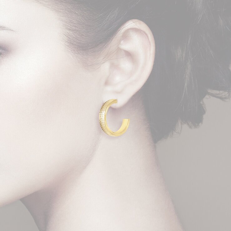 Aretes 'C', Oro Amarillo 14K — Imagen 4 de 4
