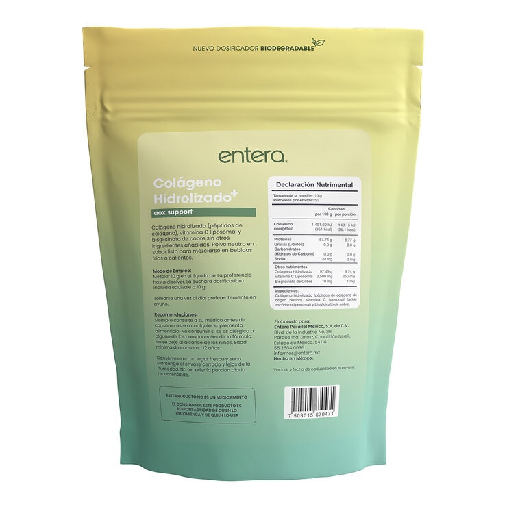 Entera Pharma Colágeno Hidrolizado AOX en polvo 500g — Imagen 2 de 2