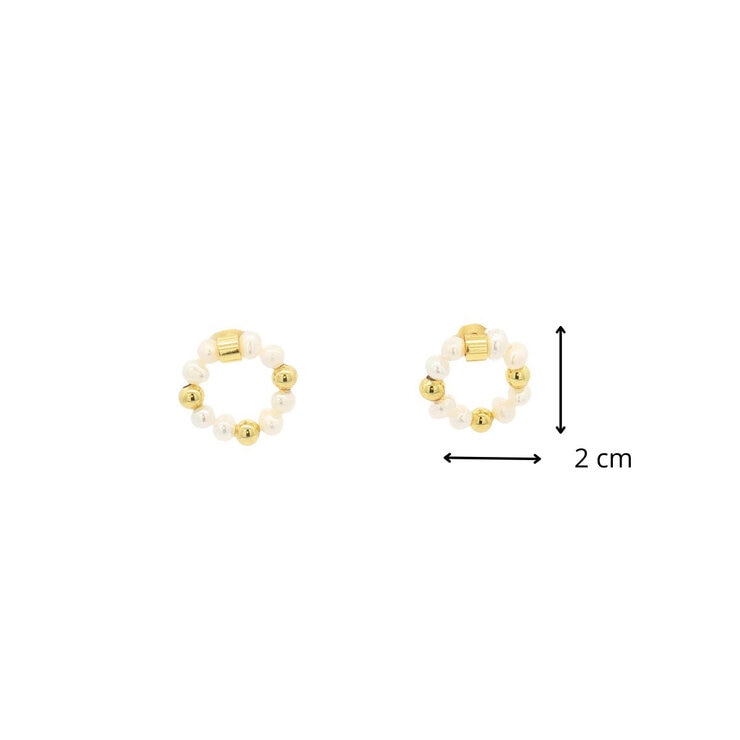Mayfer, Juego de Pulsera y Aretes con Baño de Oro y Perlas de Río — Imagen 2 de 4