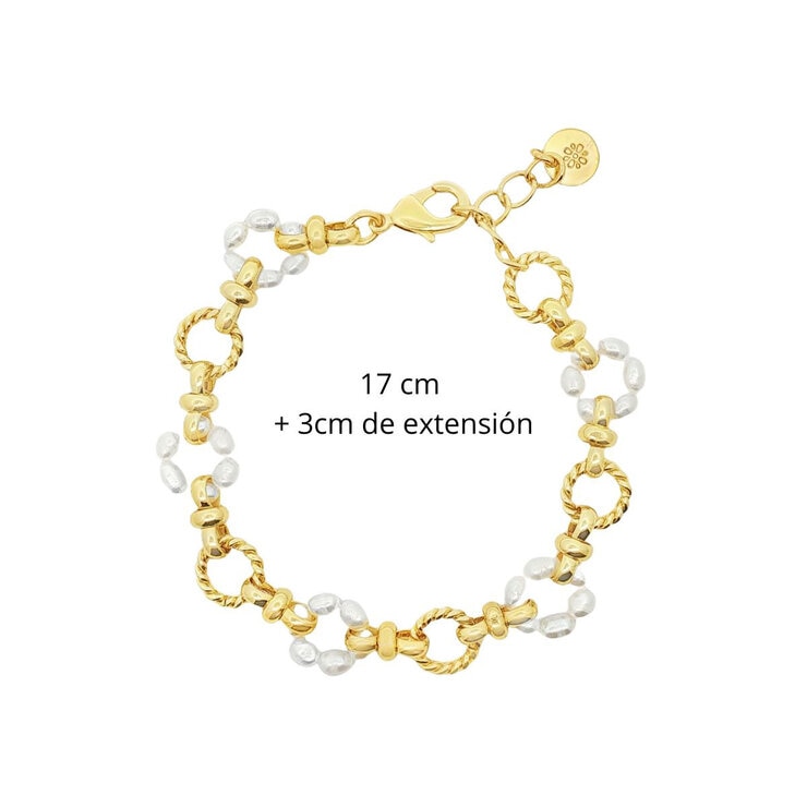 Mayfer, Juego de Pulsera y Aretes con Baño de Oro y Perlas de Río — Imagen 4 de 4
