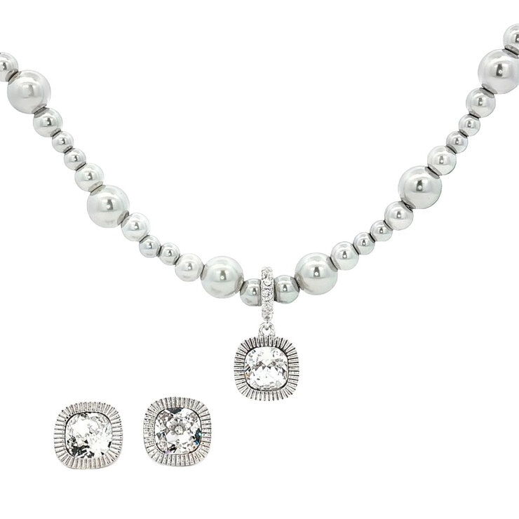 Mayfer, Juego de Collar y Aretes, Plata .925, con Cristal Austríaco