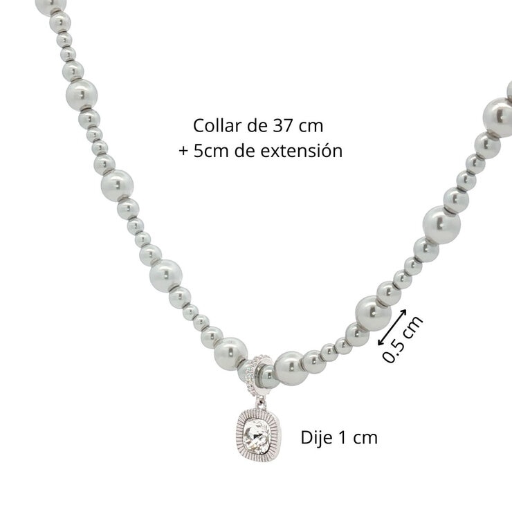Mayfer, Juego de Collar y Aretes, Plata .925, con Cristal Austríaco — Imagen 3 de 4