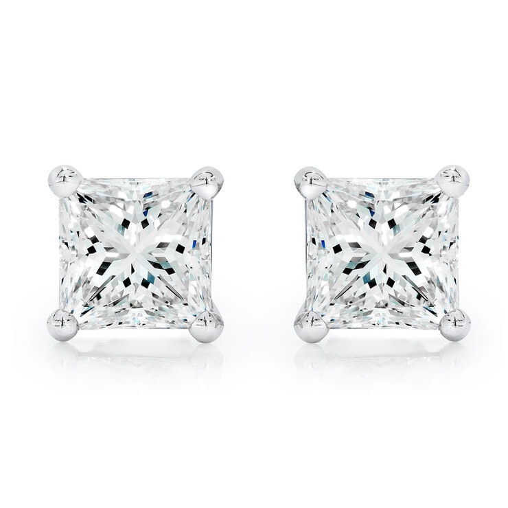 Aretes de Diamantes 0.50ctw, Oro Blanco 14K — Imagen 2 de 2