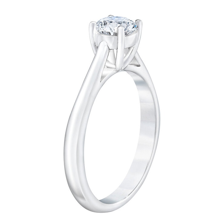 Anillo, 0.50ct Diamante Solitario, Oro Blanco de 14K — Imagen 2 de 3