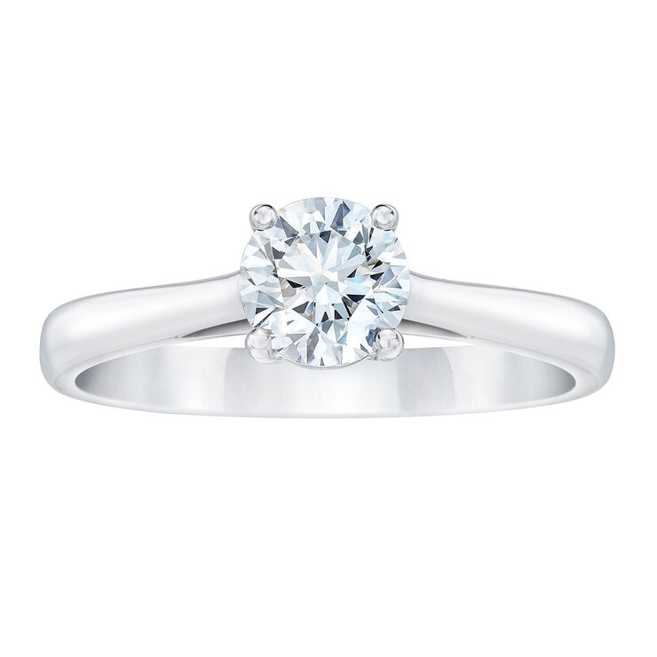 Anillo, 0.50ct Diamante Solitario, Oro Blanco de 14K