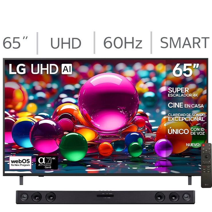LG Pantalla 65" UHD 4K Smart TV + Barra de sonido — Imagen 1 de 4