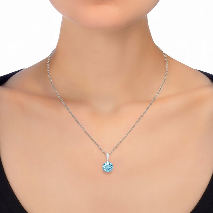 Dije de Topacio Solitario, Oro Blanco 14K — Imagen 4 de 4