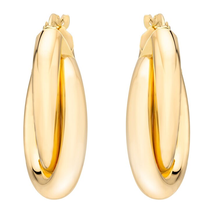 Aretes, Arracadas de Doble Fila, Oro Amarillo 14K — Imagen 4 de 4