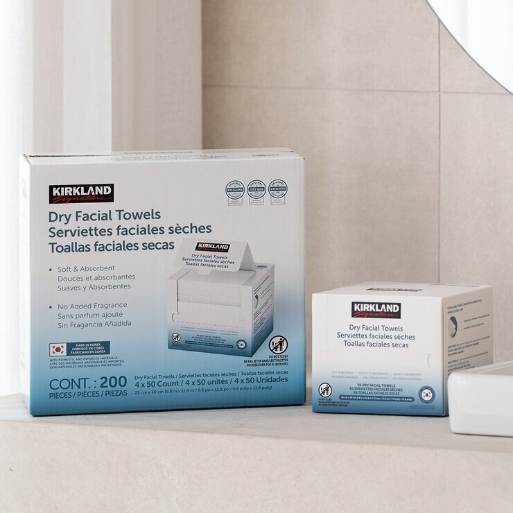 Kirkland Signature Toallas Faciales Secas 200 pzas