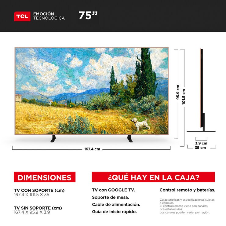 TCL Pantalla 75" QLED 4K NXTVISION Google TV — Imagen 4 de 4