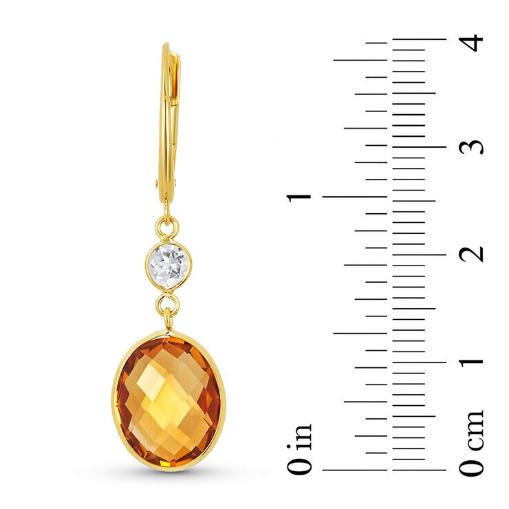 Aretes de Citrino y Topacio, Oro Amarillo 14K — Imagen 3 de 3