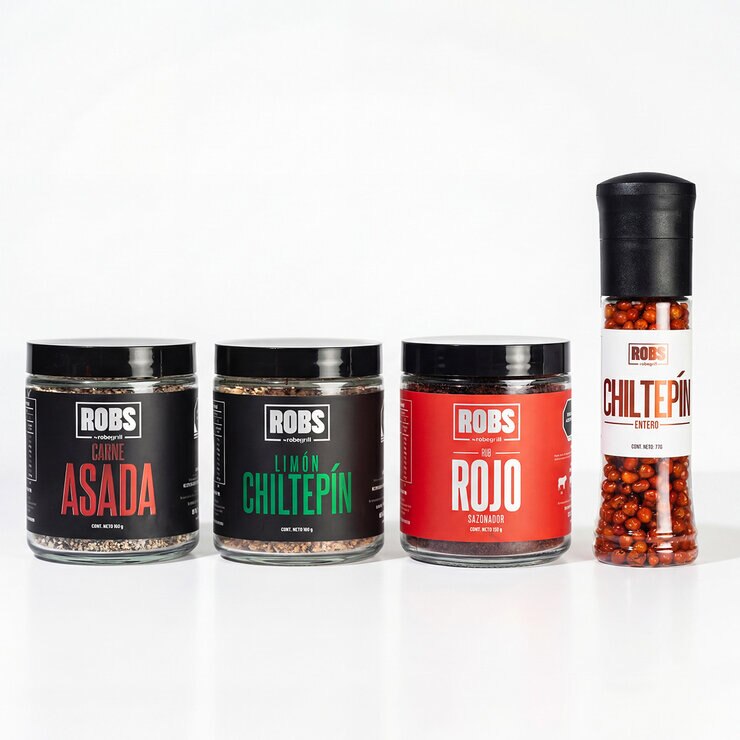 Robs by Robegrill Kit de Sazonadores + Chiltepín Entero 4 pack