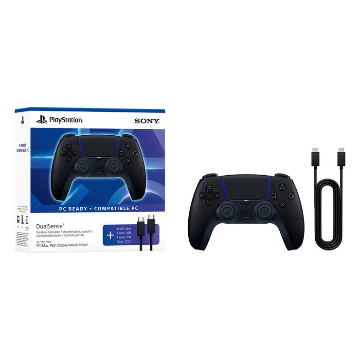 PlayStation 5: DualSense Control Inalámbrico Midnight Black + Cable USB para PC