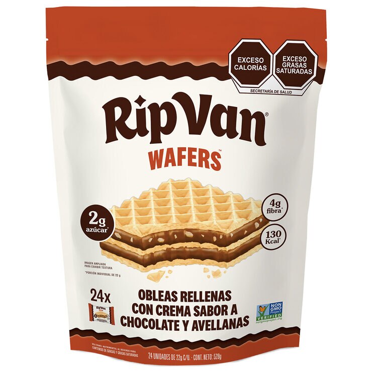 Rip Van Obleas Rellenas de Chocolate y Avellanas 24/22 g