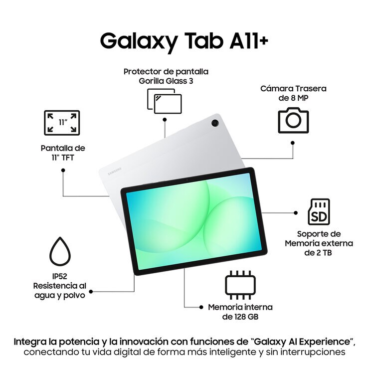 Samsung Galaxy Tab A11+ 128GB Plata — Imagen 3 de 4