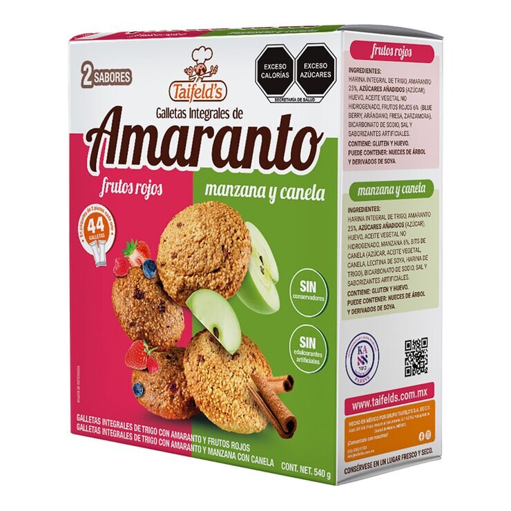 Taifelds Galletas de Amaranto Manzana - Canela y Frutos Rojos 540 g — Imagen 2 de 2