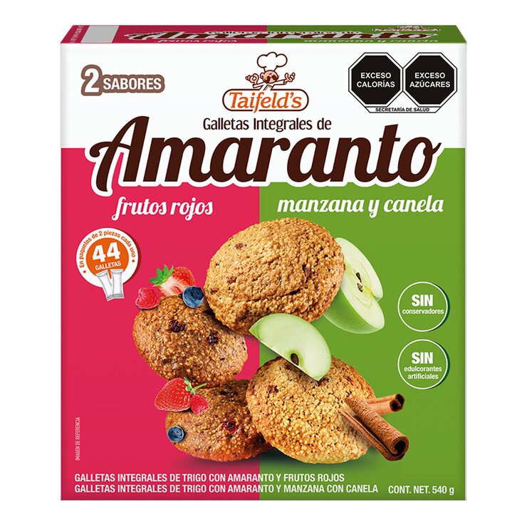 Taifelds Galletas de Amaranto Manzana - Canela y Frutos Rojos 540 g
