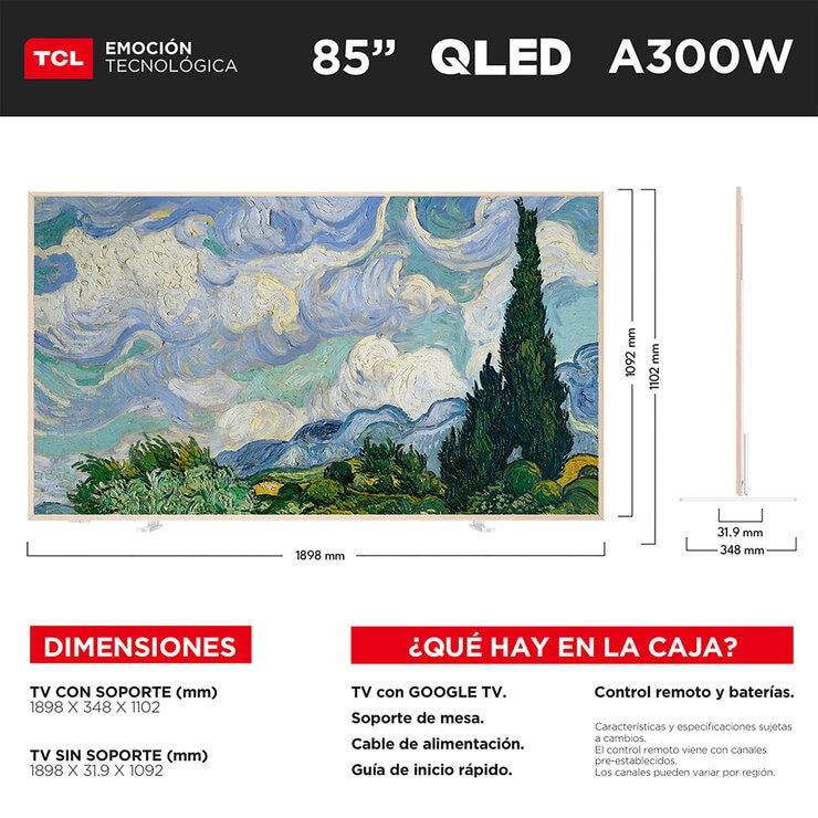 TCL Pantalla 85" QLED 4K NXTVISION Google TV — Imagen 3 de 4