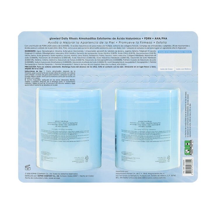 Glowiest Almohadillas Exfoliantes de Ácido Hialurónico + PDRN + AHA/PHA 2 envases — Imagen 2 de 2