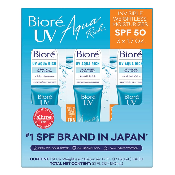 Bioré UV Aqua Rich Protector Solar SPF 50 3 pzas
