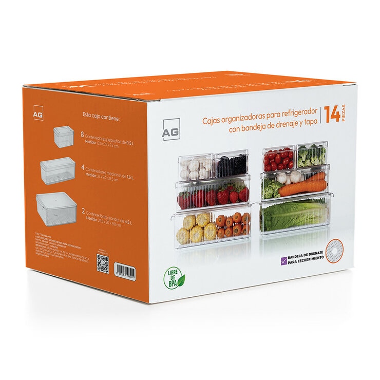 AG Box, Set de 14 Organizadores diferentes Capacidades, para Refrigerador — Imagen 2 de 4