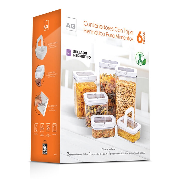 AG Box, Set de 6 Contenedores con Tapa Hermética — Imagen 4 de 4