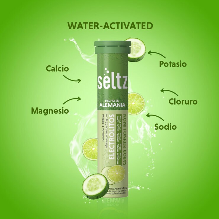 Seltz Electrolitos 3 Tubos de 13 Tabletas Efervescentes c/u Sabor Pepino-Limón — Imagen 2 de 4