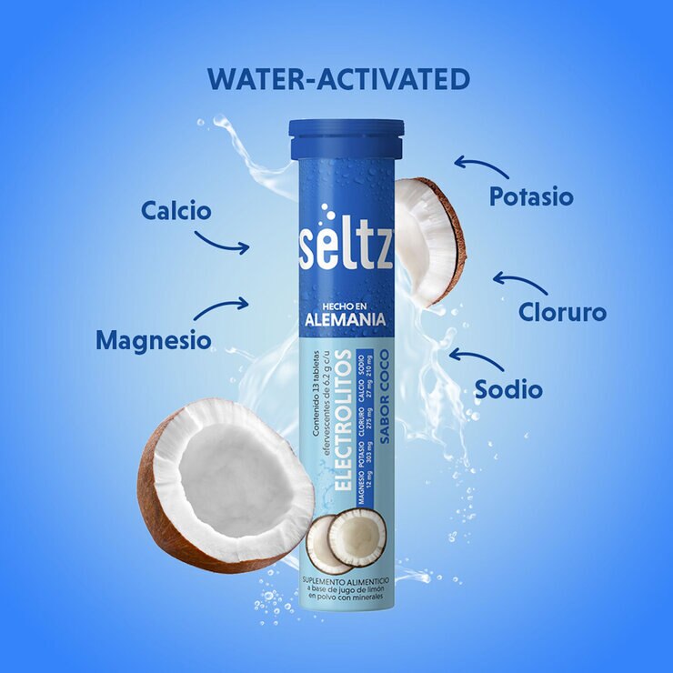 Seltz Electrolitos 3 Tubos con 13 Tabletas Efervescentes c/u Sabor Coco — Imagen 4 de 4