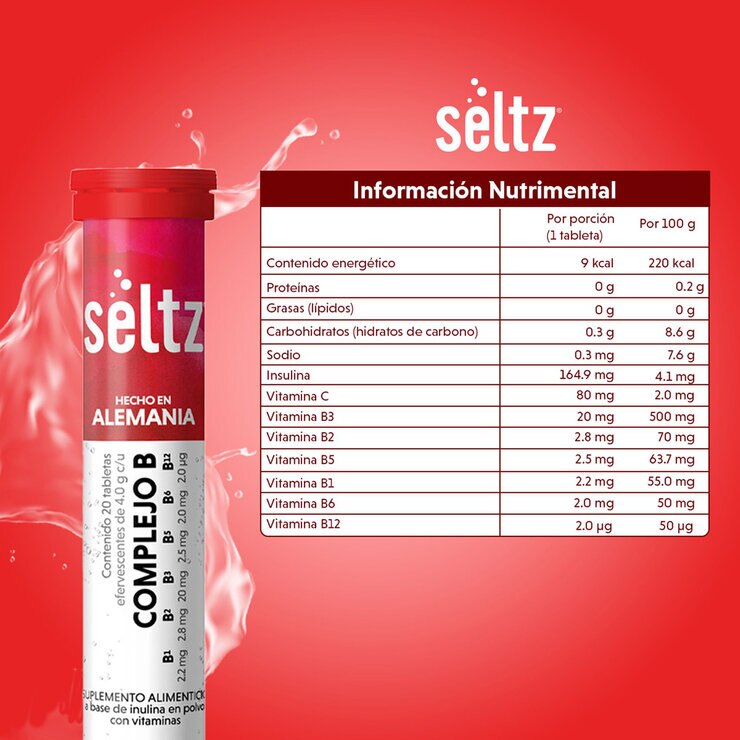 Seltz Complejo B 3 Tubos con 20 Tabletas Efervescentes c/u Sabor Cereza — Imagen 4 de 4