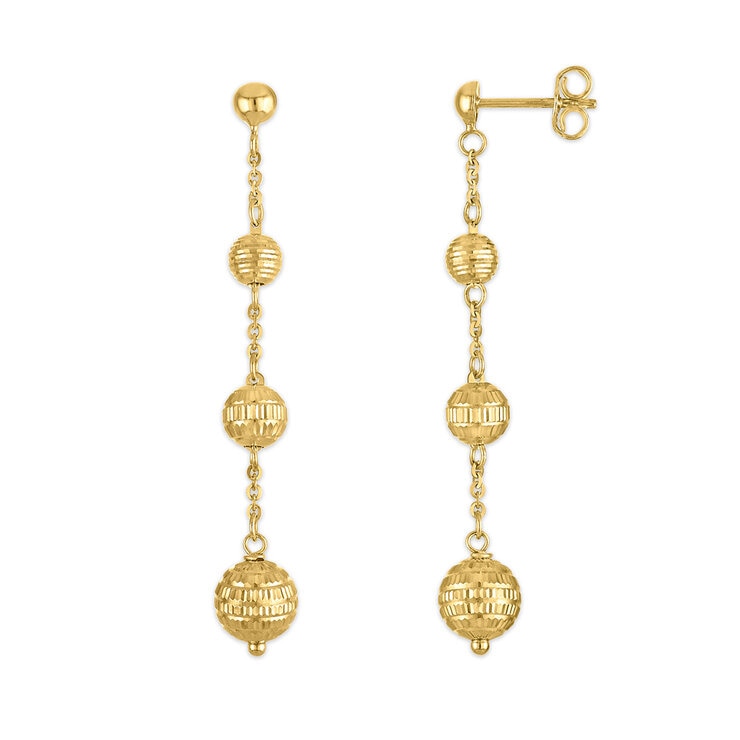 Aretes, Colgantes de Cuentas, Oro Amarillo 14K — Imagen 2 de 4