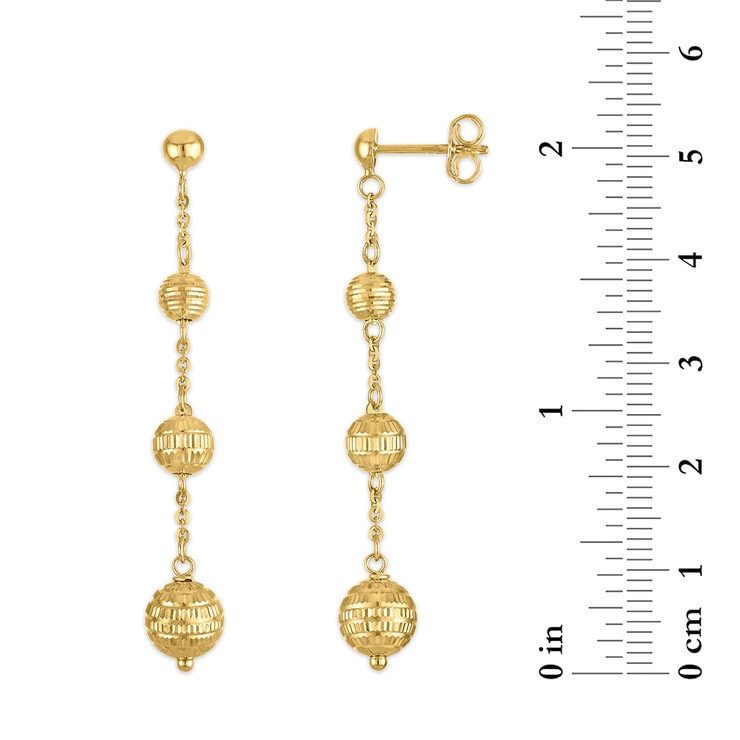 Aretes, Colgantes de Cuentas, Oro Amarillo 14K — Imagen 4 de 4