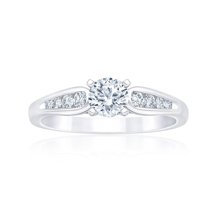 Anillo de Compromiso, .75ctw Diamantes, Oro Blanco 14K