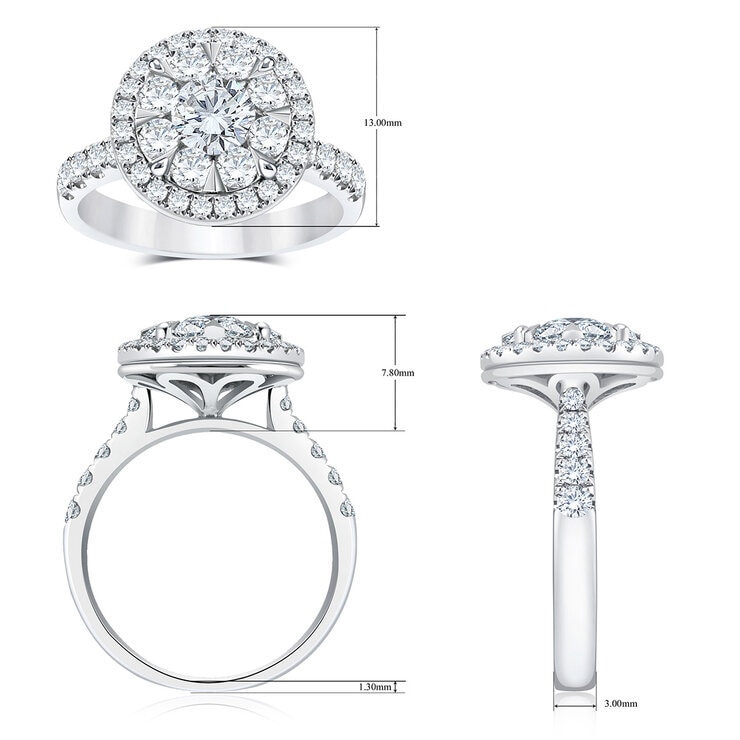 Anillo, Diamantes 1.60ctw, Oro Blanco 14K — Imagen 2 de 4