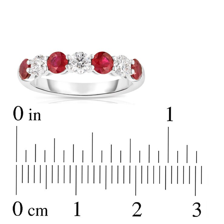 Anillo de Rubi con Diamantes 0.48ctw, Oro Blanco 14K — Imagen 2 de 4