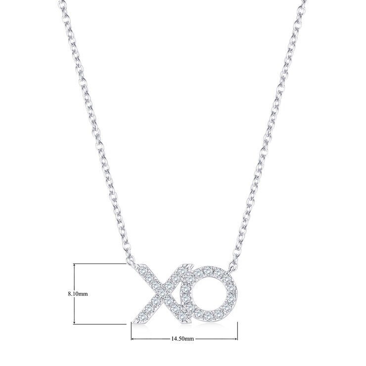 Collar de Diamantes 0.18ctw, con Dije de 'XO', Oro Blanco 14K — Imagen 3 de 4