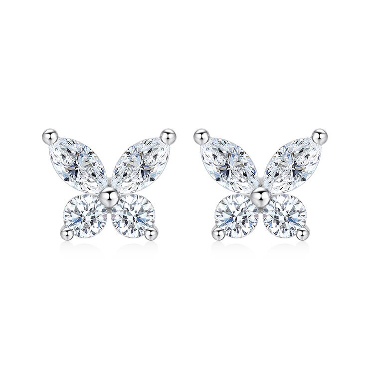 Aretes de Diamantes 0.58ctw, Forma Mariposa, Oro Blanco 14K — Imagen 2 de 4